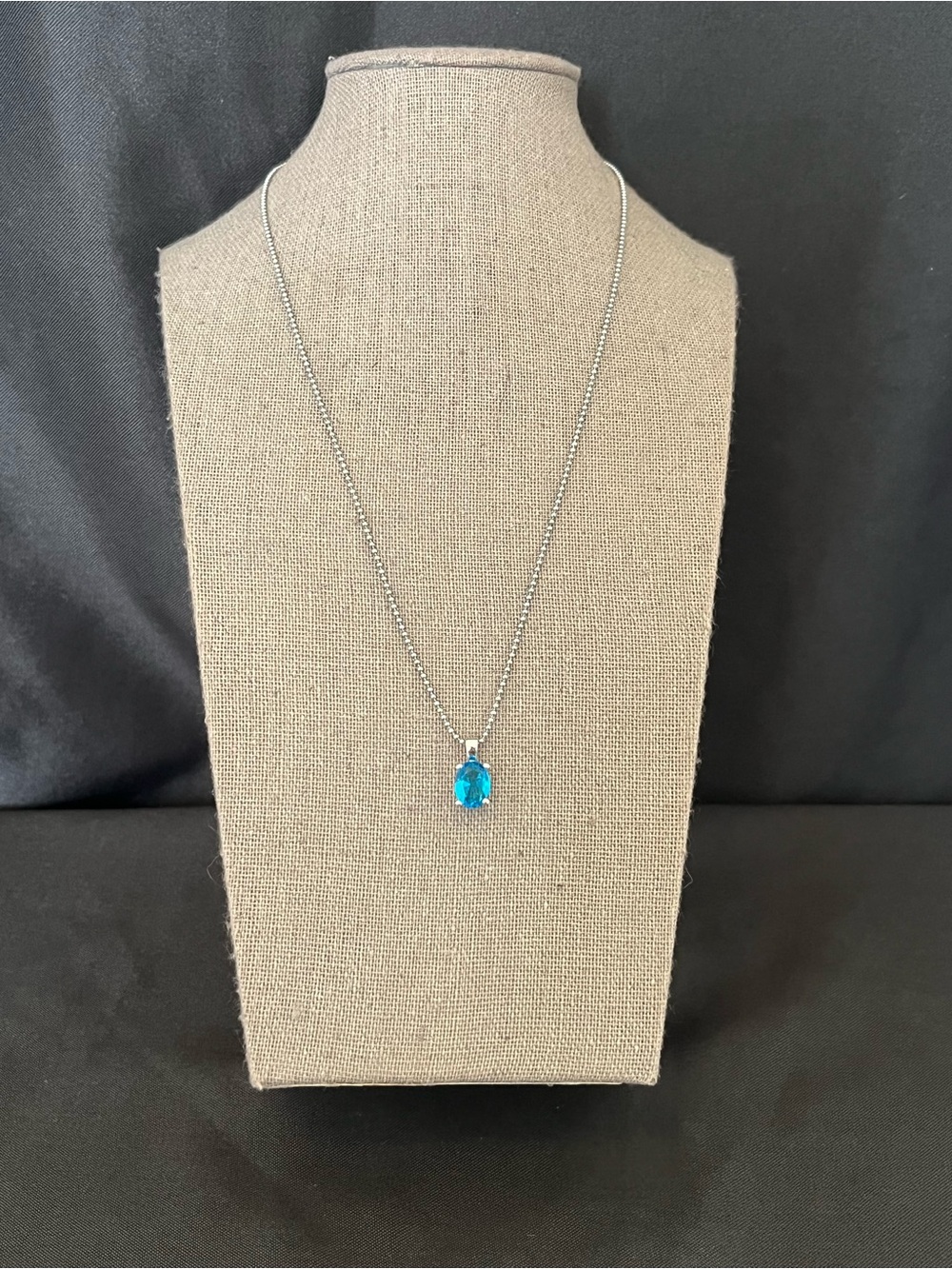 Teardrop Blue Topaz and Sterling Silver Pendant Necklace - Women Jewelry